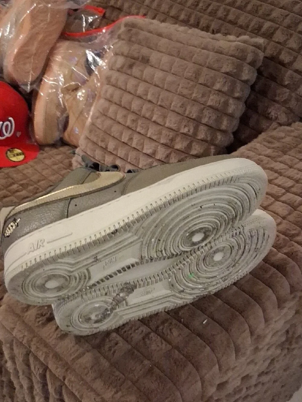 Nike Low-Top Sneakers — Olive Green with Cream Swoosh
